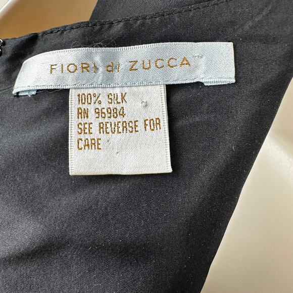 Fiori di Zucca 100% Silk Dress Sleeveless Split V-Neck Black 10 Wedding Event - Picture 8 of 10